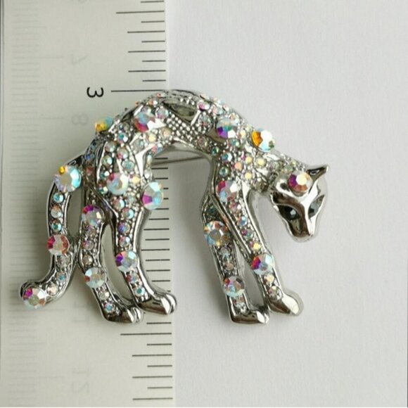 Vintage panther leopard brooch pin a/b crystals - Picture 5 of 7